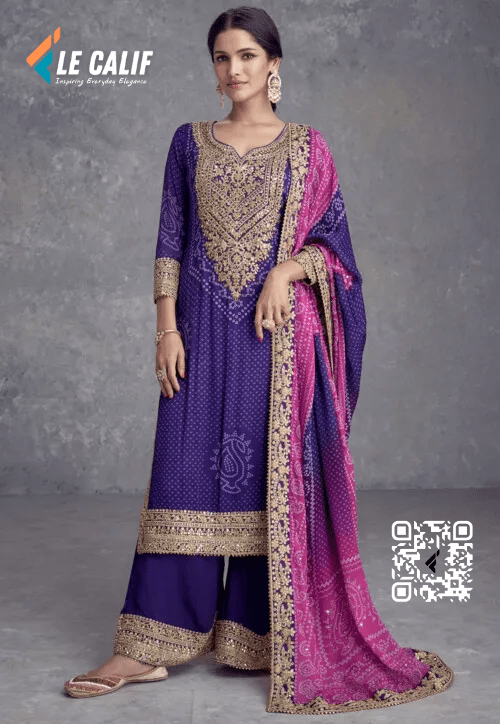 Bandhej Printed Chinon Crepe Pakistani Suit